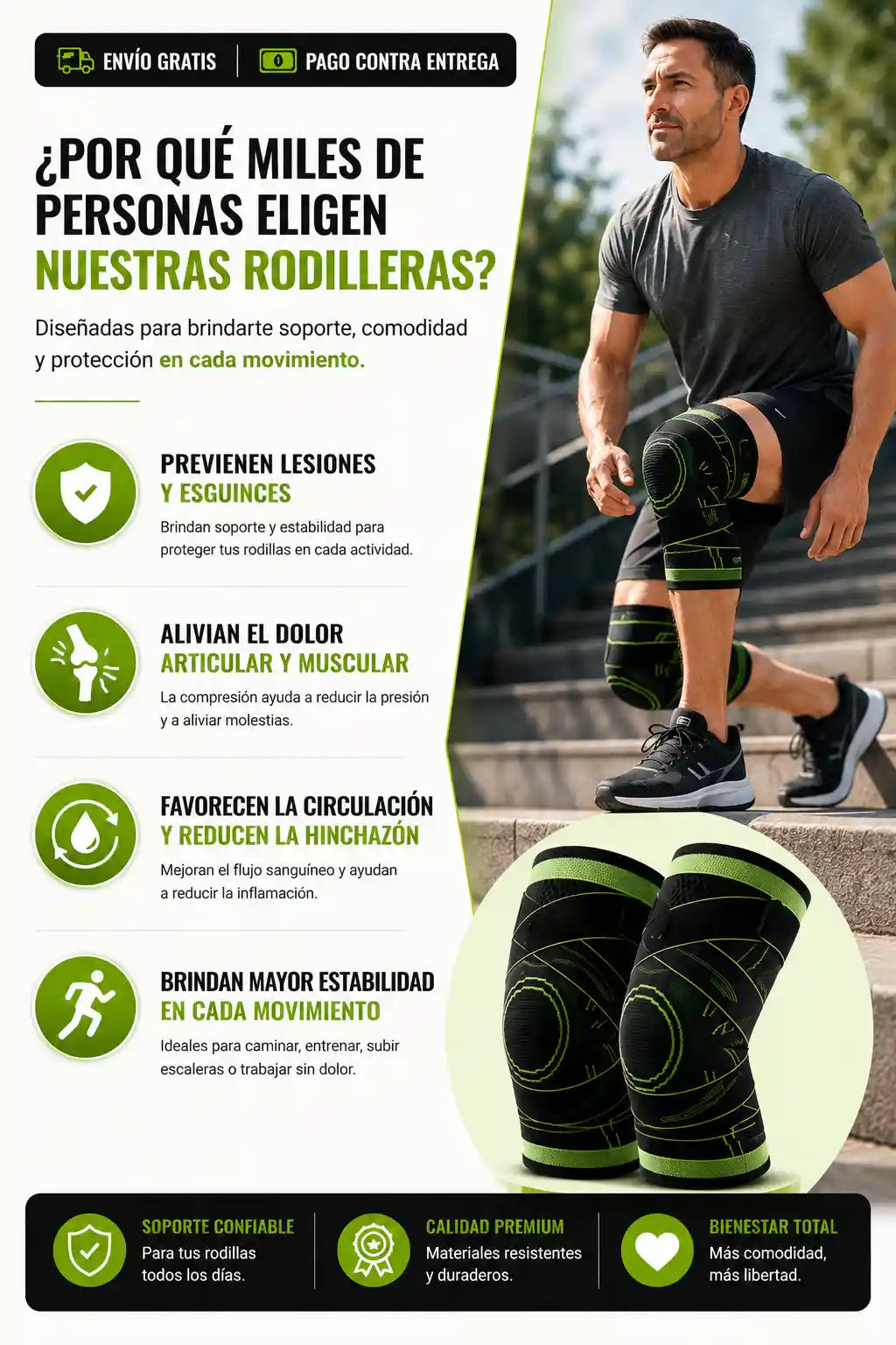 Rodillera de Compresión 360° – Soporte, Estabilidad y Alivio para tus Rodillas